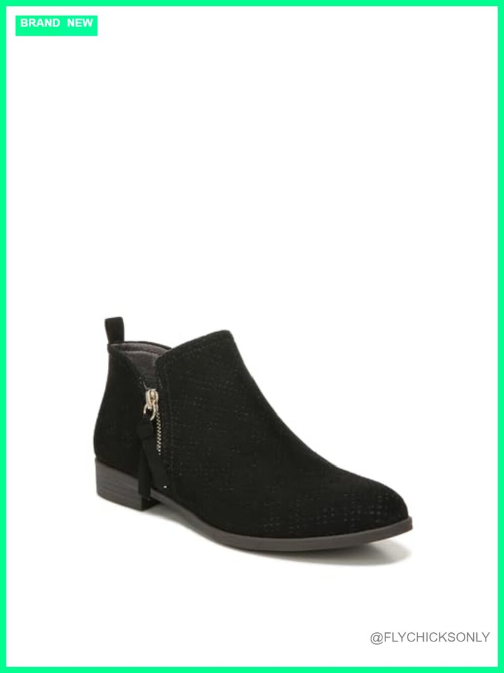 Women's Rate Zip Ankle Bootie Faux Suede Block Heel Round Toe Zip Casual